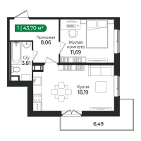 2 ккв (Евро) № 417 Корп.: 4 Уч. 16 , Секция 12  в ЖК Сертолово Парк