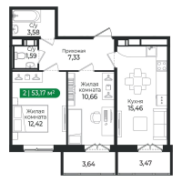 3 ккв (Евро) № 356 Корп.: 4 Уч. 16 , Секция 11  в ЖК Сертолово Парк