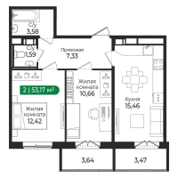 3 ккв (Евро) № 364 Корп.: 4 Уч. 16 , Секция 11  в ЖК Сертолово Парк
