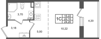 Студия № 284 Корп.: 1.3 , Секция 10  в ЖК Сэтл Дворцовый