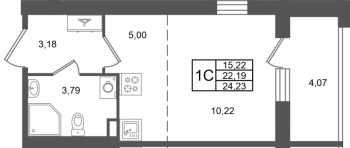 Студия № 271 Корп.: 1.3 , Секция 10  в ЖК Сэтл Дворцовый