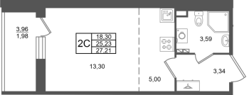 Студия № 266 Корп.: 1.3 , Секция 10  в ЖК Сэтл Дворцовый
