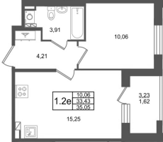 2 ккв (Евро) № 335 Корп.: 1.3 , Секция 11  в ЖК Сэтл Дворцовый