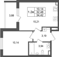2 ккв (Евро) № 594 Корп.: 1.3 , Секция 20  в ЖК Сэтл Дворцовый