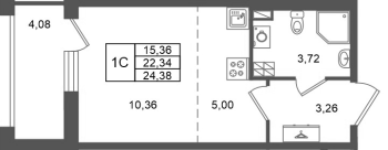 Студия № 21 Корп.: 1.2 , Секция 1  в ЖК Сэтл Дворцовый