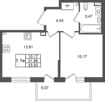 1 ккв № 15 Корп.: 1.2 , Секция 1  в ЖК Сэтл Дворцовый