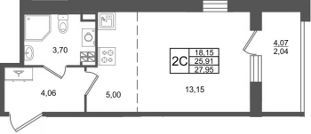 Студия № 322 Корп.: 1.3 , Секция 11  в ЖК Сэтл Дворцовый