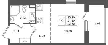 Студия № 267 Корп.: 1.3 , Секция 10  в ЖК Сэтл Дворцовый