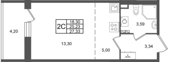 Студия № 265 Корп.: 1.3 , Секция 10  в ЖК Сэтл Дворцовый