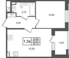2 ккв (Евро) № 270 Корп.: 1.3 , Секция 10  в ЖК Сэтл Дворцовый
