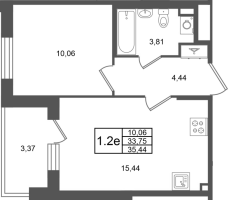 2 ккв (Евро) № 263 Корп.: 1.3 , Секция 10  в ЖК Сэтл Дворцовый