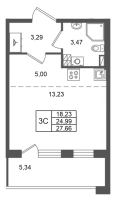 Студия № 111 Корп.: 1.4 , Секция 3  в ЖК Сэтл Дворцовый