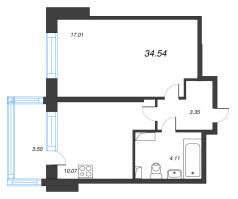 1 ккв № 345 Корп.: 1 , Секция 2.1  в ЖК Setl Лофт