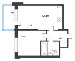 2 ккв (Евро) № 412 Корп.: 1 , Секция 2.1  в ЖК Сэтл Лофт