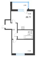 2 ккв (Евро) № 170 Корп.: 1 , Секция 1.2  в ЖК Сэтл Лофт