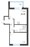 2 ккв (Евро) № 245 Корп.: 1 , Секция 1.2  в ЖК Сэтл Лофт