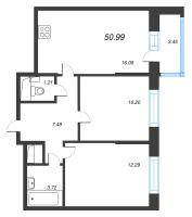 3 ккв (Евро) № 373 Корп.: 1 , Секция 2.1  в ЖК Setl Лофт