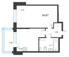 1 ккв № 439 Корп.: 1 , Секция 2.1  в ЖК Setl Лофт