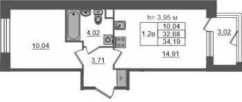 1 ккв № 335 Корп.: 1 , Секция 2.1  в ЖК Сэтл Лофт