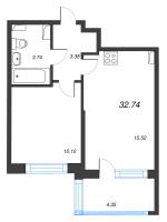 2 ккв (Евро) № 296 Корп.: 1 , Секция 1.2  в ЖК Сэтл Лофт