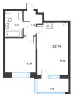 2 ккв (Евро) № 112 Корп.: 1 , Секция 1.1  в ЖК Сэтл Лофт