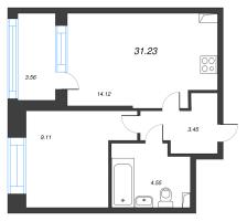 1 ккв № 332 Корп.: 1 , Секция 2.1  в ЖК Сэтл Лофт