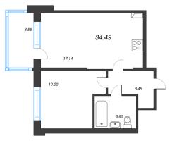 2 ккв (Евро) № 364 Корп.: 1 , Секция 2.1  в ЖК Setl Лофт