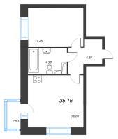 2 ккв (Евро) № 84 Корп.: 1 , Секция 1.1  в ЖК Setl Лофт