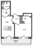 2 ккв (Евро) № 558 Корп.: 1.2 , Секция 3.1  в ЖК Setl Ривьера