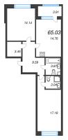2 ккв № 1544 Корп.: 1.1 , Секция 2.2  в ЖК Сэтл Ривьера