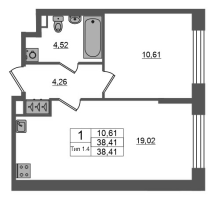 2 ккв (Евро) № 952 Корп.: 1.1 , Секция 1.7  в ЖК Setl Ривьера