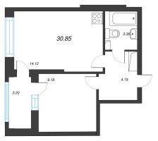 1 ккв № 1138 Корп.: 1.1 , Секция 1.7  в ЖК Сэтл Ривьера