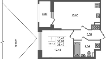 2 ккв (Евро) № 958 Корп.: 1.1 , Секция 1.7  в ЖК Сэтл Ривьера