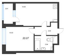 2 ккв (Евро) № 997 Корп.: 1.1 , Секция 1.7  в ЖК Сэтл Ривьера