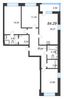 4 ккв (Евро) № 1813 Корп.: 1.1 , Секция 3.1  в ЖК Сэтл Ривьера