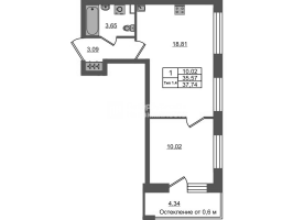 2 ккв (Евро) № 12 Корп.: 1.2 , Секция 1.1  в ЖК Сэтл Ривьера