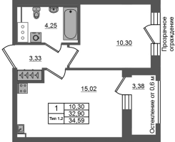 2 ккв (Евро) № 370 Корп.: 1.2 , Секция 2.1  в ЖК Сэтл Ривьера