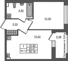 2 ккв (Евро) № 195 Корп.: 1.2 , Секция 2.1  в ЖК Сэтл Ривьера
