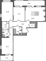 4 ккв (Евро) № 1691 Корп.: 1.1 , Секция 2.3  в ЖК Сэтл Ривьера