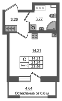 Студия № 481 Корп.: 1.2 , Секция 3.1  в ЖК Сэтл Ривьера