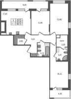 4 ккв (Евро) № 1434 Корп.: 1.1 , Секция 2.1  в ЖК Сэтл Ривьера