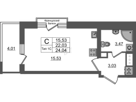 Студия № 1115 Корп.: 1.1 , Секция 1.7  в ЖК Setl Ривьера