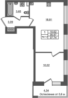 2 ккв (Евро) № 198 Корп.: 1.2 , Секция 2.1  в ЖК Сэтл Ривьера
