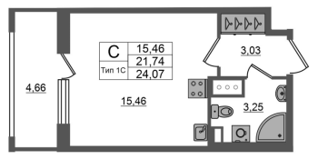 Студия № 1304 Корп.: 1.1 , Секция 1.8  в ЖК Setl Ривьера