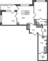 3 ккв (Евро) № 380 Корп.: 1.2 , Секция 3.1  в ЖК Сэтл Ривьера