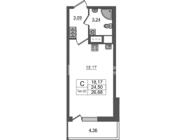 Студия № 848 Корп.: 1.1 , Секция 1.6  в ЖК Setl Ривьера