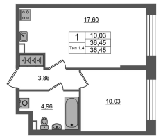 2 ккв (Евро) № 1165 Корп.: 1.1 , Секция 1.8  в ЖК Setl Ривьера