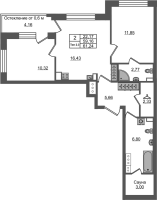 3 ккв (Евро) № 208 Корп.: 1.2 , Секция 2.1  в ЖК Сэтл Ривьера