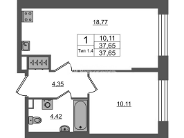 2 ккв (Евро) № 1164 Корп.: 1.1 , Секция 1.8  в ЖК Setl Ривьера