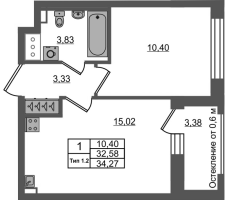 2 ккв (Евро) № 292 Корп.: 1.2 , Секция 2.1  в ЖК Сэтл Ривьера